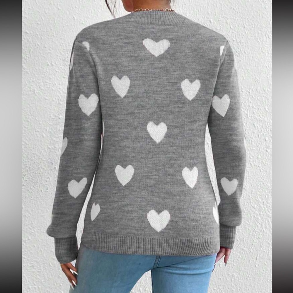 Cozy hearts print sweater top - Picture 3 of 6